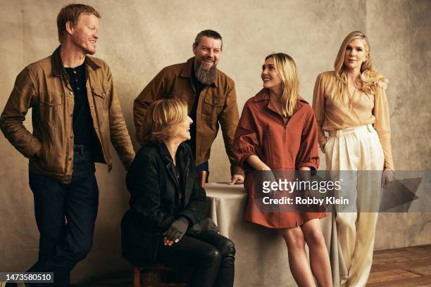 Jesse Plemons, Lesli Linka Glatter, Patrick Fugit, Elizabeth Olsen and Lily Rabe of 'Love & Death' pose for a portrait at SxSW Film Festival on March...