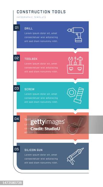 construction tools vertical infographic design - grinding stock illustrations