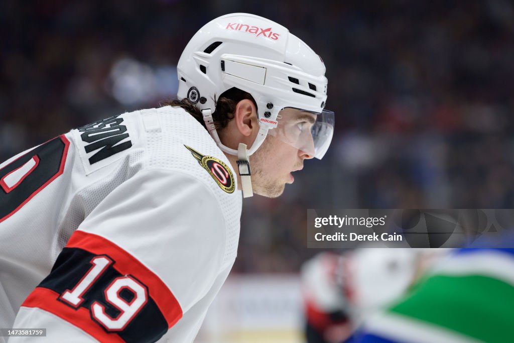 Batherson Drake Batherson of the Ottawa Senators waits for a face-off during ...
