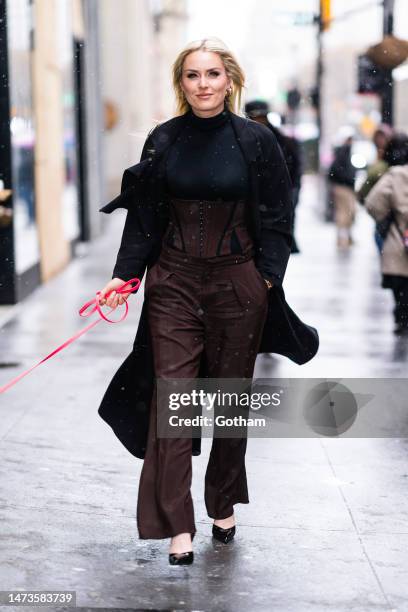 Lindsey Vonn is seen in Tribeca on March 14, 2023 in New York City.