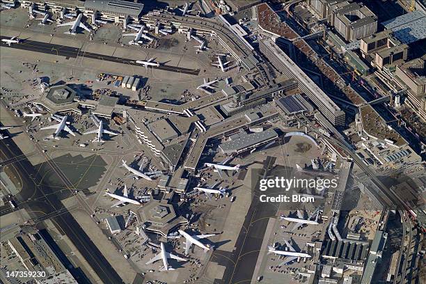 An aerial image of Frankfurt Airport, Frankfurt