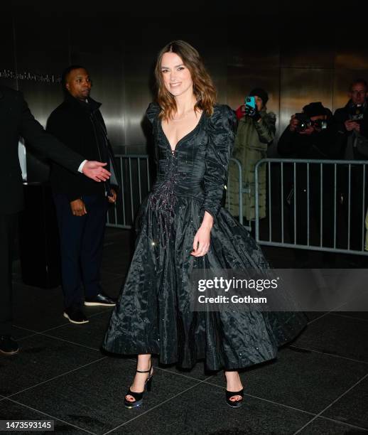 Keira Knightley arrives at the screening of "Boston Strangler" on March 14, 2023 in New York City.