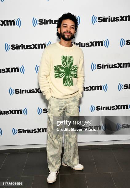 Actor Justice Smith visits SiriusXM Studios on March 14, 2023 in New York City.