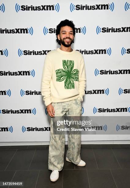 Actor Justice Smith visits SiriusXM Studios on March 14, 2023 in New York City.