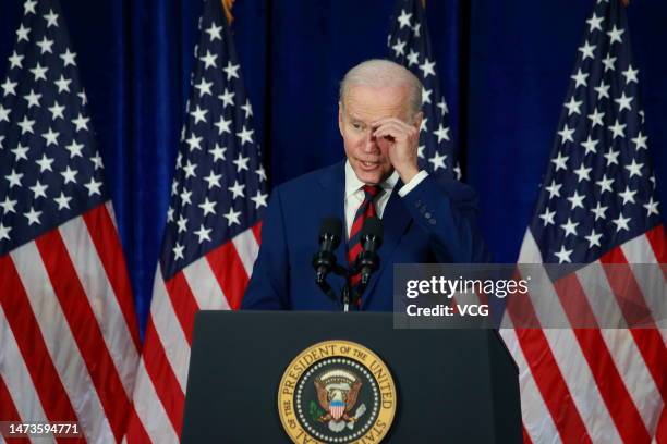 President Joe Biden delivers remarks on reducing gun violence on March 14, 2023 in Monterey Park, California.