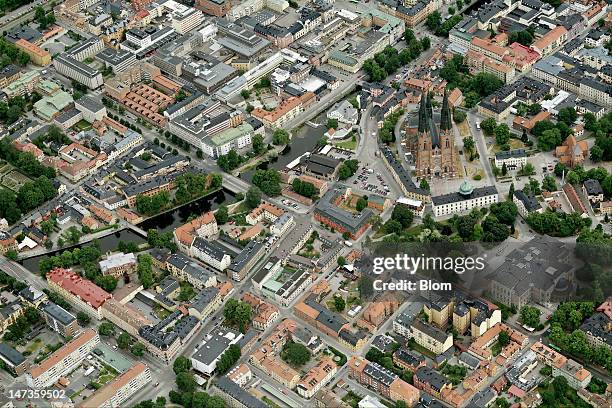 An aerial image of Uppsala Domkyrka, Uppsala