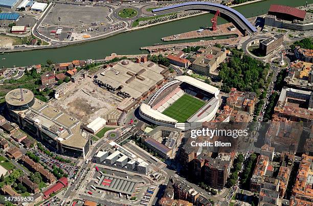 An aerial image of Estadio San Mamés, Bilbao