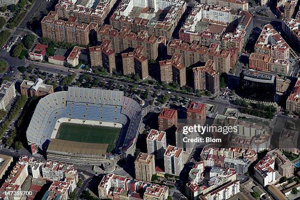 An Aerial image of Mestalla Stadium, Valencia