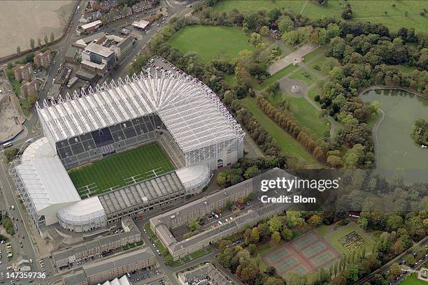 An Aerial image of St James' Park Stadium, Newcastle Upon Thyne