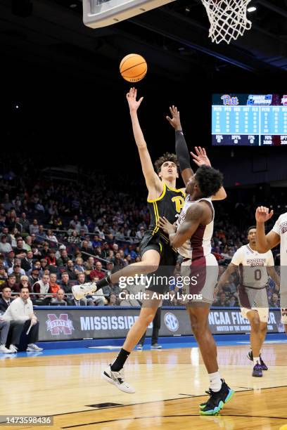 Guillermo Diaz Graham of the Pittsburgh Panthers shoots the ball against the Mississippi State Bulldogs during the first half in the First Four game...