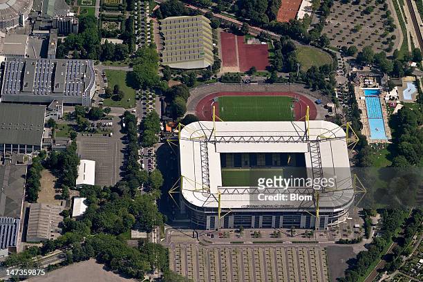 An aerial image of Westfalenstadion, Signal Iduna Park, Dortmund