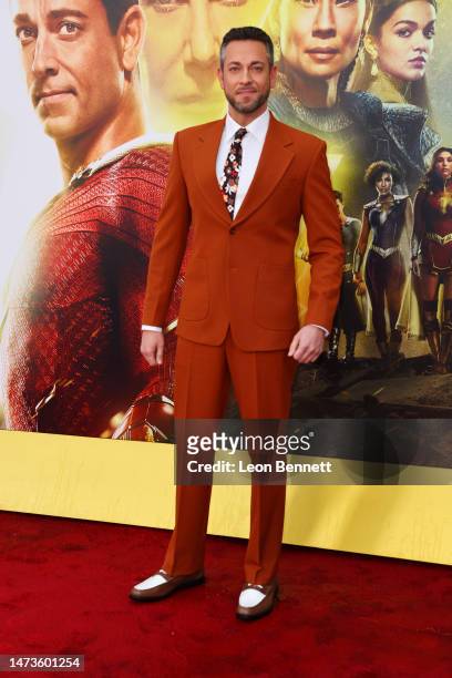 Zachary Levi attends the premiere of Warner Bros.' "Shazam 2" - Arrivals at Regency Village Theatre on March 14, 2023 in Los Angeles, California.