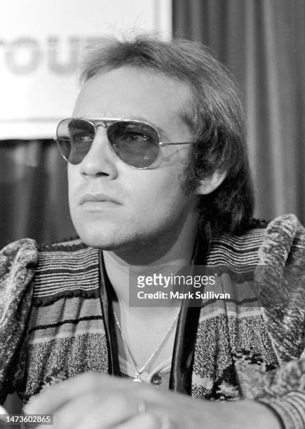 Songwriter Bernie Taupin during press conference announcing his 1974 American Tour held at the Beverly Wilshire Holel, Beverly Hills, CA in 1974