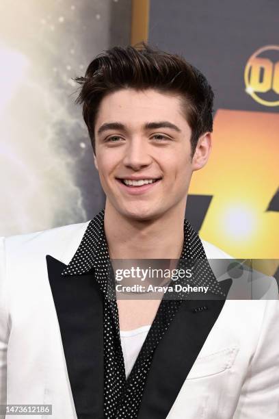 Asher Angel attends the Los Angeles premiere of Warner Bros.' "Shazam! Fury Of The Gods" at Regency Village Theatre on March 14, 2023 in Los Angeles,...