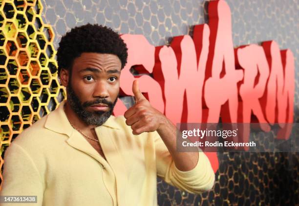 Donald Glover attends the Los Angeles premiere of Prime Video's "Swarm" at Lighthouse Artspace LA on March 14, 2023 in Los Angeles, California.