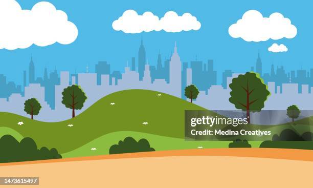 park in city view background - park city background stock illustrations