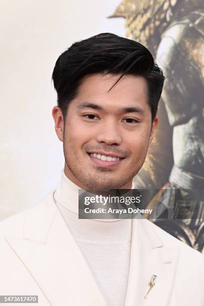 Ross Butler attends the Los Angeles premiere of Warner Bros.' "Shazam! Fury Of The Gods" at Regency Village Theatre on March 14, 2023 in Los Angeles,...