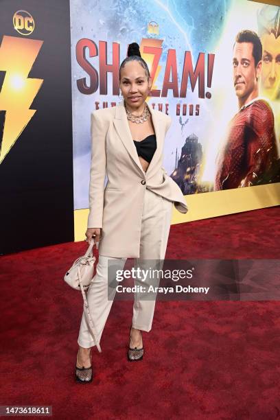 La'Myia Good attends the Los Angeles premiere of Warner Bros.' "Shazam! Fury Of The Gods" at Regency Village Theatre on March 14, 2023 in Los...