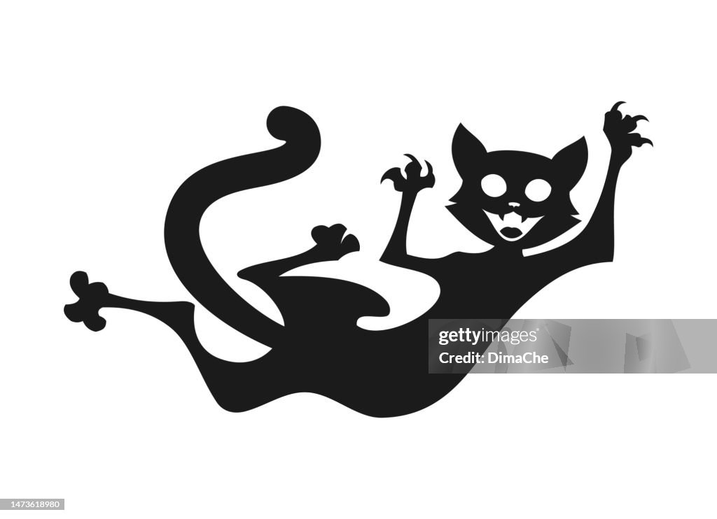 Funny cat - cut out silhouette