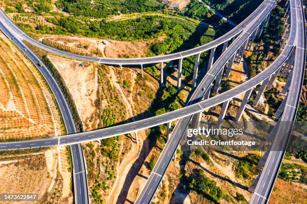 aerila view of highway network in mountainous areas - yuanyang stock pictures, royalty-free photos & images