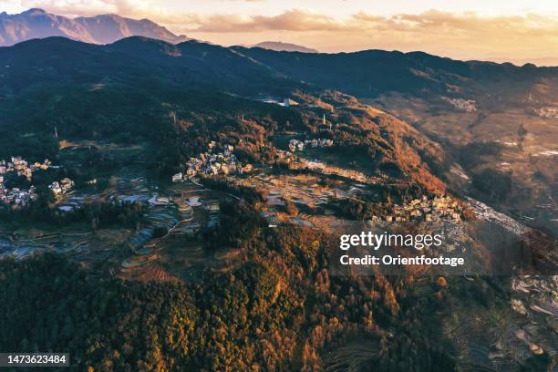 aerial view of yuanyang terraced fields,yunnan,china. - yuanyang stock pictures, royalty-free photos & images