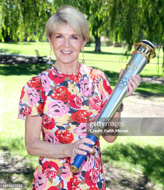 Julie Bishop attends the Legacy Centenary Torch Relay 2023 Lunch with Legacy Supporters at Frasers Restaurant in Kings Park on March 15, 2023 in...