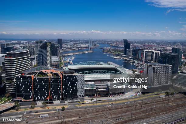 docklands precinct in melbourne, australia - melbourne docklands stock pictures, royalty-free photos & images