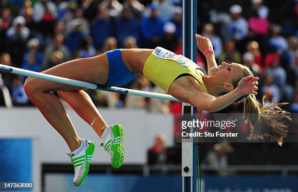 Ebba Jungmark of Sweden competes during the Women's High Jump Final during day two of the 21st European Athletics Championships at the Olympic...