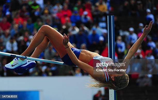 Tonje Angelsen of Norway competes during the Women's High Jump Final during day two of the 21st European Athletics Championships at the Olympic...