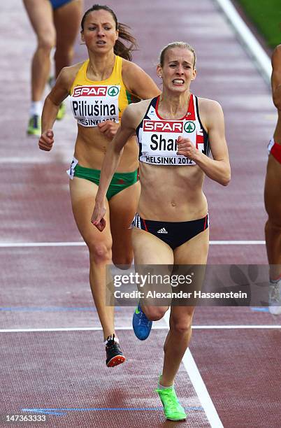 Lynsey Sharp of Great Britain competes in the Women's 800m semi final1 during day two of the 21st European Athletics Championships at the Olympic...