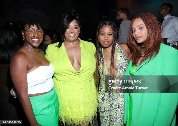 Karen Joseph Adcock, X Mayo, Dominique Fishback, and Kiersey Clemons attend the "Swarm" Red Carpet Premiere and Screening in Los Angeles at...