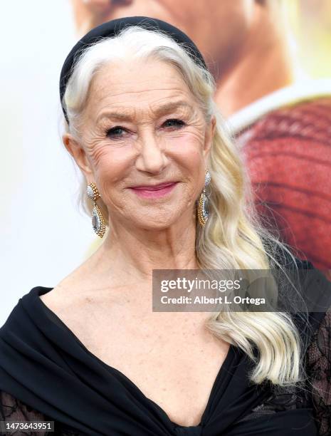 Helen Miren attends the Los Angeles Premiere Of Warner Bros.' "Shazam! Fury Of The Gods" held at Regency Village Theatre on March 14, 2023 in Los...