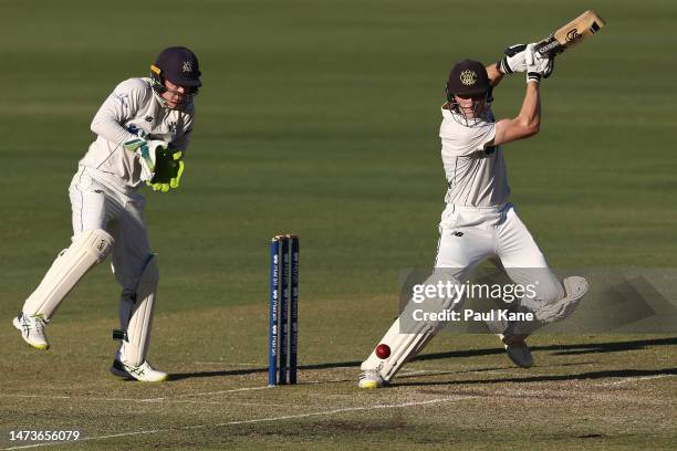 Cameron Bancroft of Western Australia bats during the Sheffield Shield match between Western Australia and Victoria at the WACA, on March 15 in...