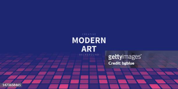 stockillustraties, clipart, cartoons en iconen met dance floor with squares and purple gradient - trendy 3d background - swing dancing