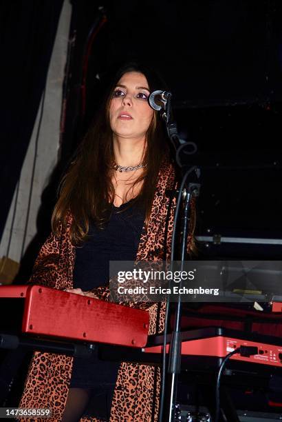 Keyboard player Florence Sabeva of Lust For Life band performing on stage at the Lexington, Islington, London, 12th March 2023.