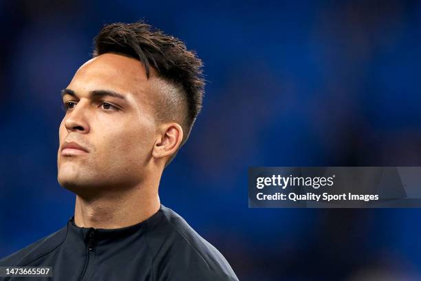 Lautaro Martinez of FC Internazionale Milano looks on prior to the UEFA Champions League round of 16 leg two match between FC Porto and FC...