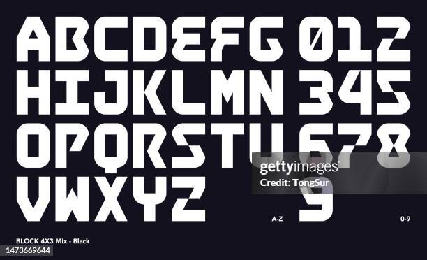 stockillustraties, clipart, cartoons en iconen met abstract alphabet letters font design, block 4x3 mix - bold - lettertype
