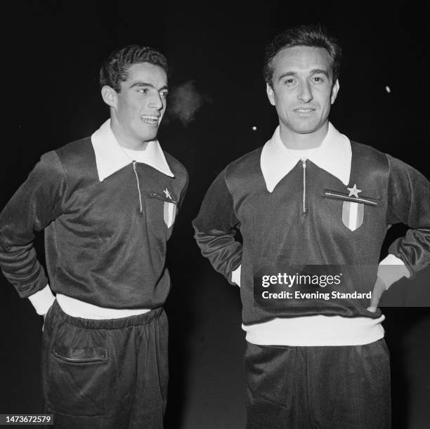 Juventus FC forward Bruno Nicole left, with midfielder Luigi Fuin in London for a friendly match against Arsenal, November 25th, 1958. Arsenal won...