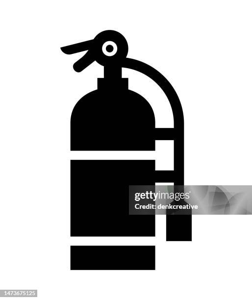 inset mono color icon for fire extinguisher - hose pipe stock illustrations