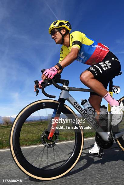 Richard Carapaz of Ecuador and Team EF Education-EasyPost competes during the 104th Milano-Torino 2023 a 192km one day race from Rho to Orbassano /...