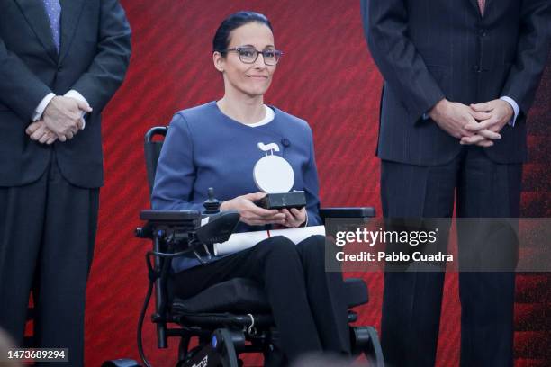 Teresa Perales recives accreditation on the 10th Promotion of Honorary Ambassadors for the "Spain" Brand at Palacio Real de El Pardo. Madrid on March...