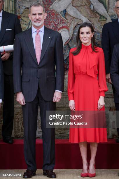 Queen Letizia of Spain and King Felipe VI of Spain deliver accreditations on the 10th Promotion of Honorary Ambassadors for the "Spain" Brand at...