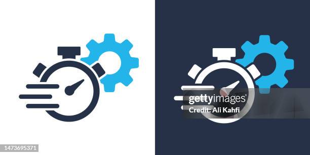 time speed with gear icon - measuring potential business stock illustrations