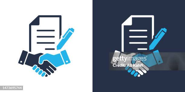 ilustraciones, imágenes clip art, dibujos animados e iconos de stock de el icono del contrato - firmar