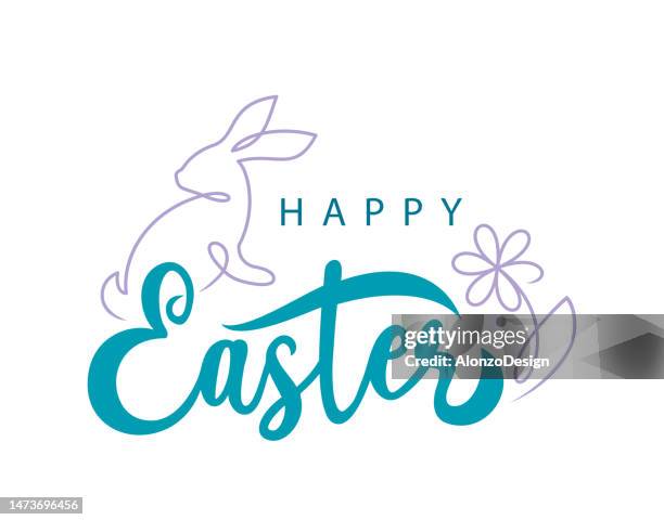 frohe ostern logo-design. - flyers logo stock-grafiken, -clipart, -cartoons und -symbole