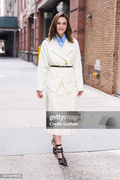 Keira Knightley is seen in Upper West Side on March 15, 2023 in New York City.