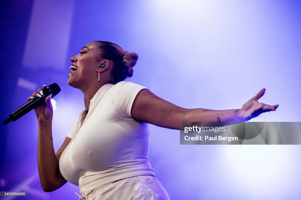 British singer, songwriter and actress Mahalia performs on stage at