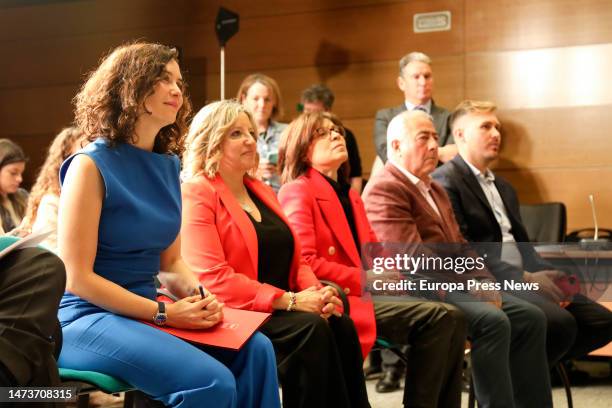 The President of the Community of Madrid, Isabel Diaz Ayuso, after the meeting of the Governing Council, at the Collado Villalba Town Hall, on 15...