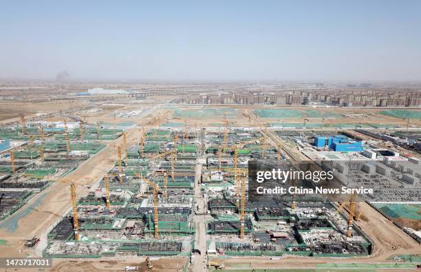 Aerial view of the construction site of a residential project at the Xiong'an New Area, another new economic zone of national significance after the...