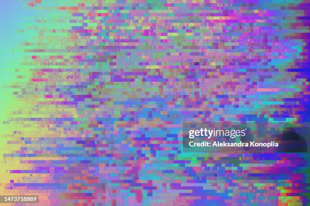motion glitch interlaced pixelated multicolored rainbow distorted textured futuristic background - problem bildbanksfoton och bilder